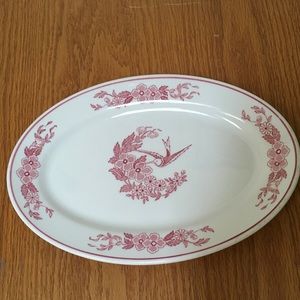 Vtg Cook’s Jackson China Serving Platter Red & White Hummingbird Restaurantware